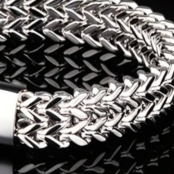 Mens Titanium Steel Stainless Double-layer Snake Bone Bracelet 8 in - Picture 5 of 5